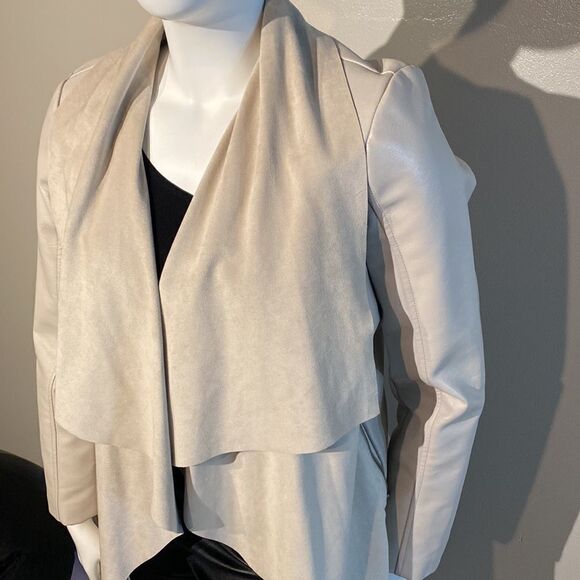 Womens Beautiful High- Low Faux Leather & Suede Jacket - Size Large - Picture 4 of 12